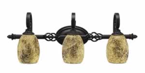 Eleganté 3 Light Bath Bar Shown In Dark Granite Finish With 5" Gold Fusion Glass