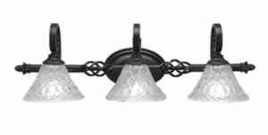 Eleganté 3 Light Bath Bar Shown In Dark Granite Finish With 7" Italian Bubble Glass