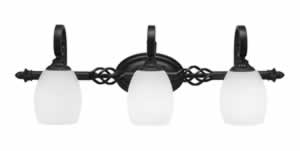 Eleganté 3 Light Bath Bar Shown In Dark Granite Finish With 5" White Linen Glass