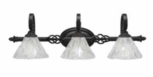 Eleganté 3 Light Bath Bar Shown In Dark Granite Finish With 7" Italian Ice Glass