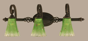 Eleganté 3 Light Bath Bar Shown In Dark Granite Finish With 5.5" Kiwi Green Crystal Glass