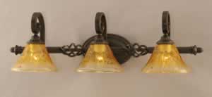 Eleganté 3 Light Bath Bar Shown In Dark Granite Finish With 7" Gold Champagne Crystal Glass