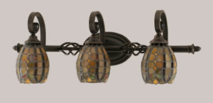 Eleganté 3 Light Bath Bar Shown In Dark Granite Finish With 5.5" Paradise Tiffany Glass