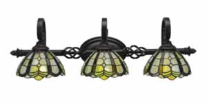 Eleganté 3 Light Bath Bar Shown In Dark Granite Finish With 7" Paradise Tiffany Glass