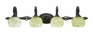 Eleganté 4 Light Bath Bar Shown In Dark Granite Finish With 6" Seashell Glass