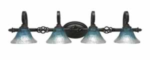 Eleganté 4 Light Bath Bar Shown In Dark Granite Finish With 7" Teal Crystal Glass