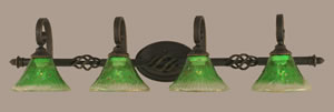 Eleganté 4 Light Bath Bar Shown In Dark Granite Finish With 7" Kiwi Green Crystal Glass