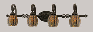 Eleganté 4 Light Bath Bar Shown In Dark Granite Finish With 5.5" Paradise Tiffany Glass