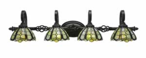 Eleganté 4 Light Bath Bar Shown In Dark Granite Finish With 7" Paradise Tiffany Glass