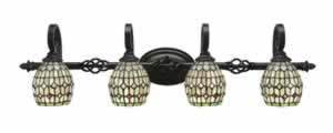 Eleganté 4 Light Bath Bar Shown In Dark Granite Finish With 5.5" Rosetta Tiffany Glass