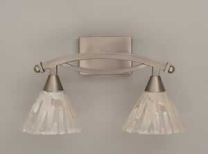 Bow 2 Light Bath Bar Shown In Brushed Nickel Finish With 7" Italian Ice Glass