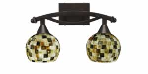 Bow 2 Light Bath Bar Shown In Bronze Finish With 5" Seashell Glass