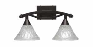 Bow 2 Light Bath Bar Shown In Bronze Finish With 7" Italian Bubble Glass