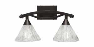 Bow 2 Light Bath Bar Shown In Bronze Finish With 7" Italian Ice Glass