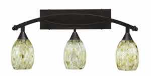 Bow 3 Light Bath Bar Shown In Bronze Finish with 5" Sea Shell Glass