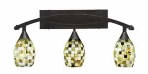 Bow 3 Light Bath Bar Shown In Bronze Finish with 6" Sea Shell Glass