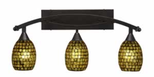 Bow 3 Light Bath Bar Shown In Bronze Finish with 5" Mosaic Glass