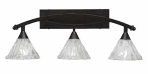 Bow 3 Light Bath Bar Shown In Bronze Finish with 7" Italian Ice Glass