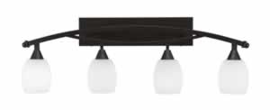 Bow 4 Light Bath Bar Shown In Bronze Finish with 5" White Linen Glass Bulb On