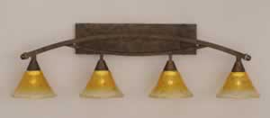 Bow 4 Light Bath Bar Shown In Bronze Finish with 7" Gold Champagne Crystal Glass