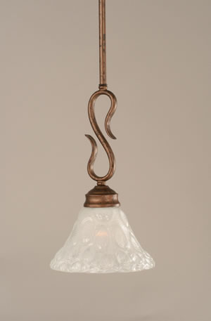 Swan Mini Pendant Shown In Bronze Finish With 7" Italian Bubble Glass