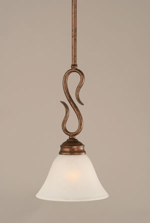 Swan Mini Pendant Shown In Bronze Finish With 7" White Crystal Glass