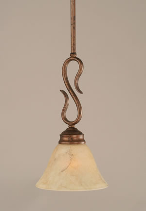 Swan Mini Pendant Shown In Bronze Finish With 7" Italian Marble Glass