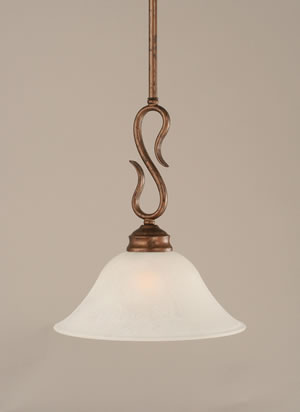 Swan Mini Pendant Shown In Bronze Finish With 10" White Marble Glass
