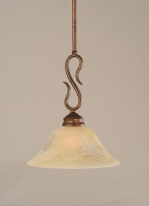 Swan Mini Pendant Shown In Bronze Finish With 10" Italian Marble Glass