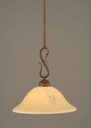 Swan Mini Pendant Shown In Bronze Finish With 12" Italian Marble Glass