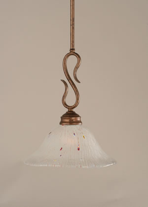 Swan Mini Pendant Shown In Bronze Finish With 10" Frosted Crystal Glass