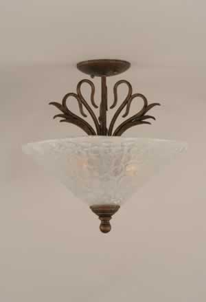 Swan Semi-Flush With 3 Bulbs Shown In Bronze Finish With 16" Italian Bubble Glass