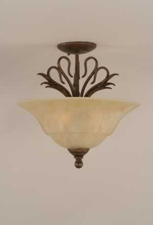 Swan Semi-Flush With 3 Bulbs Shown In Bronze Finish With 16" Italian Marble Glass