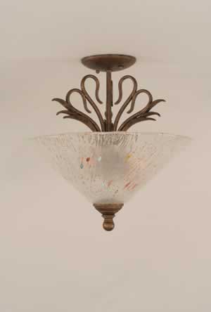 Swan Semi-Flush With 3 Bulbs Shown In Bronze Finish With 16" Frosted Crystal Glass