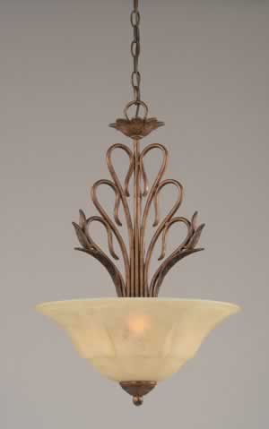 Swan Pendant With 3 Bulbs Shown In Bronze Finish With 16" Italian Marble Glass