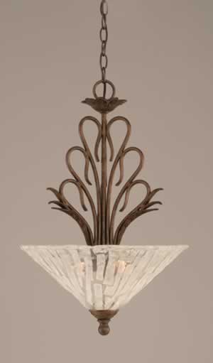 Swan Pendant With 3 Bulbs Shown In Bronze Finish With 16" Italian Ice Glass