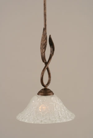 Leaf Mini Pendant Shown In Bronze Finish With 10" Italian Bubble Glass