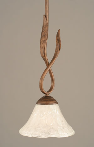 Leaf Mini Pendant Shown In Bronze Finish With 7" Italian Bubble Glass