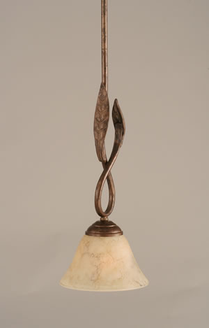 Leaf Mini Pendant Shown In Bronze Finish With 7" Italian Marble Glass