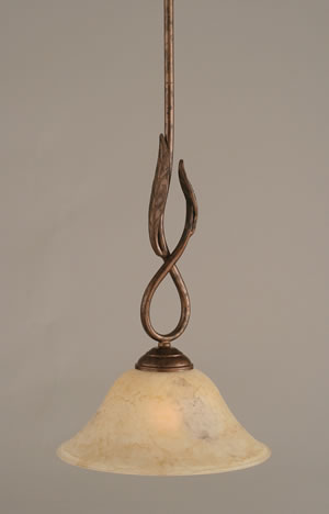 Leaf Mini Pendant Shown In Bronze Finish With 10" Italian Marble Glass