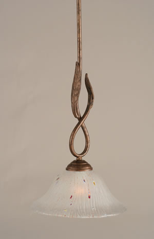 Leaf Mini Pendant Shown In Bronze Finish With 10" Frosted Crystal Glass
