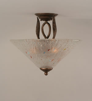 Leaf Semi-Flush With 3 Bulbs Shown In Bronze Finish With 16" Frosted Crystal Glass