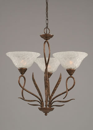 Leaf 3 Light Chandelier Shown In Bronze Finish With 10" Italian Bubble Glass