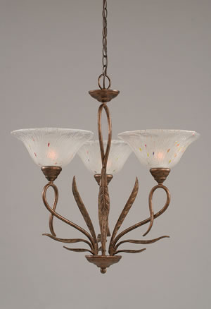 Leaf 3 Light Chandelier Shown In Bronze Finish With 10" Frosted Crystal Glass