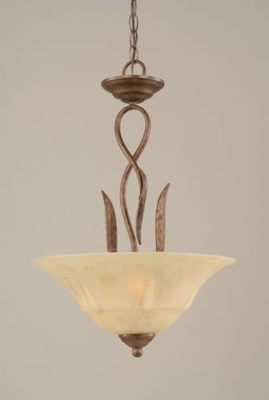 Leaf Pendant With 3 Bulbs Shown In Bronze Finish With 16" Italian Marble Glass
