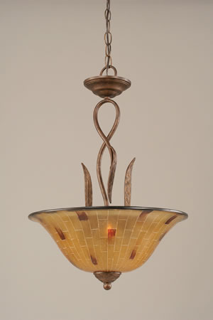 Leaf Pendant With 3 Bulbs Shown In Bronze Finish With 16" Penshell Resin Shade