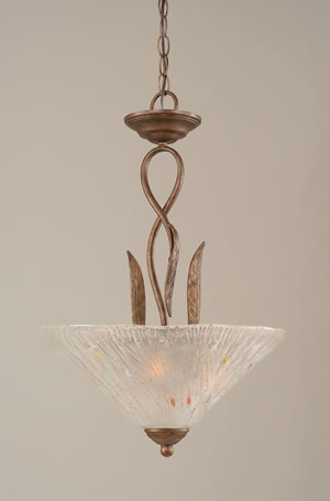 Leaf Pendant With 3 Bulbs Shown In Bronze Finish With 16" Frosted Crystal Glass