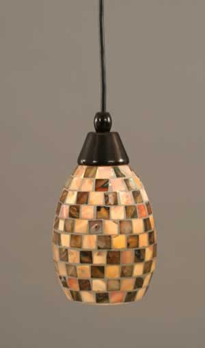 Cord Mini Pendant Shown In Black Copper Finish With 5" Seashell Glass