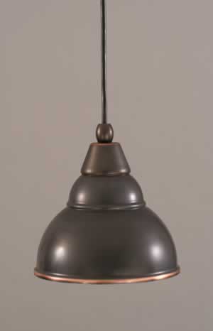 Cord Mini Pendant Shown In Black Copper Finish With 7" Double Bubble Metal Pendant