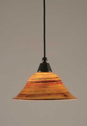 Cord Mini Pendant Shown In Black Copper Finish With 10" Firré Saturn Glass